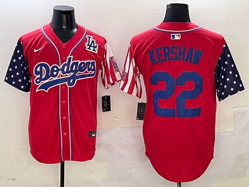 Men Los Angeles Dodgers #22 Kershaw Red a generation of national flags Joint name 2025 Nike MLB Jersey style 10->los angeles dodgers->MLB Jersey